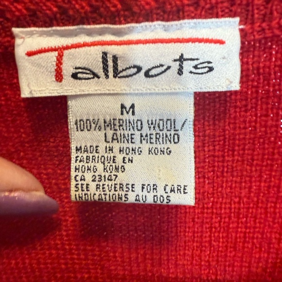 Vintage NWOT Talbots Red 100% Merino Wool Women's Cardigan - Picture 7 of 7